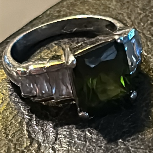 Men’s Sz 7-Vintage Ring Sterling Silver 925 Green Stone - Picture 6 of 7